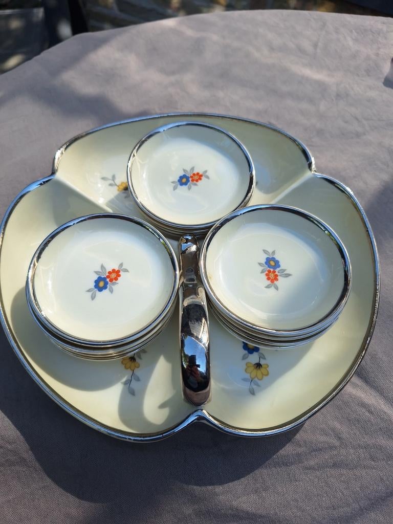 Vintage Cambridge Ivory Serveerschaal met Kommetjes, Ophalen of Verzenden
