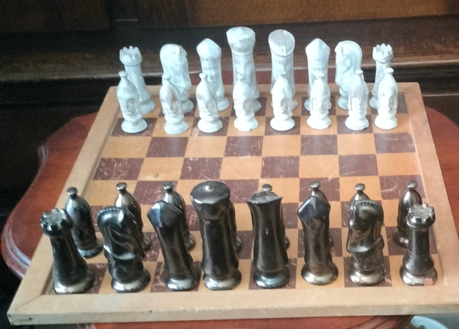 Klassiek Terracotta Schaakspel - 40 Jaar Oud, Een of twee spelers, Ophalen, Gebruikt