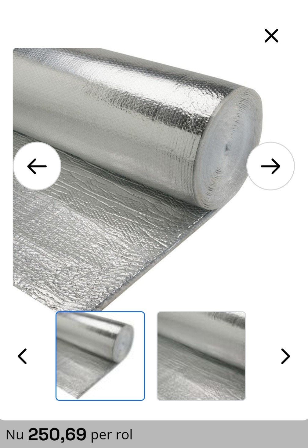 Isolatie folie Alkreflex 1.5x25ml, Doe-het-zelf en Verbouw, Metalen, Ophalen, Nieuw