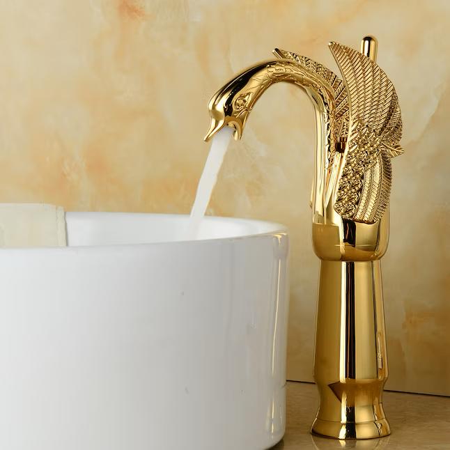Zwaan Draak Mengkraan UNIEK Goud Waskom wastafel kraan