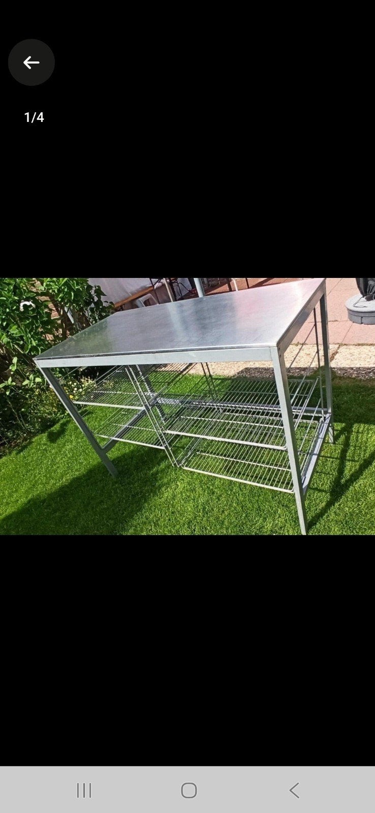 Roestvrijstalen Keukenwerktafel met Opbergrekken, Gebruikt, Ophalen of Verzenden, Metaal, Overige merken