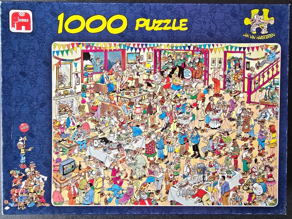 Jan van Haasteren puzzel “Fijne verjaardag” 1000st, Ophalen of Verzenden, 500 t/m 1500 stukjes, Gebruikt, Legpuzzel