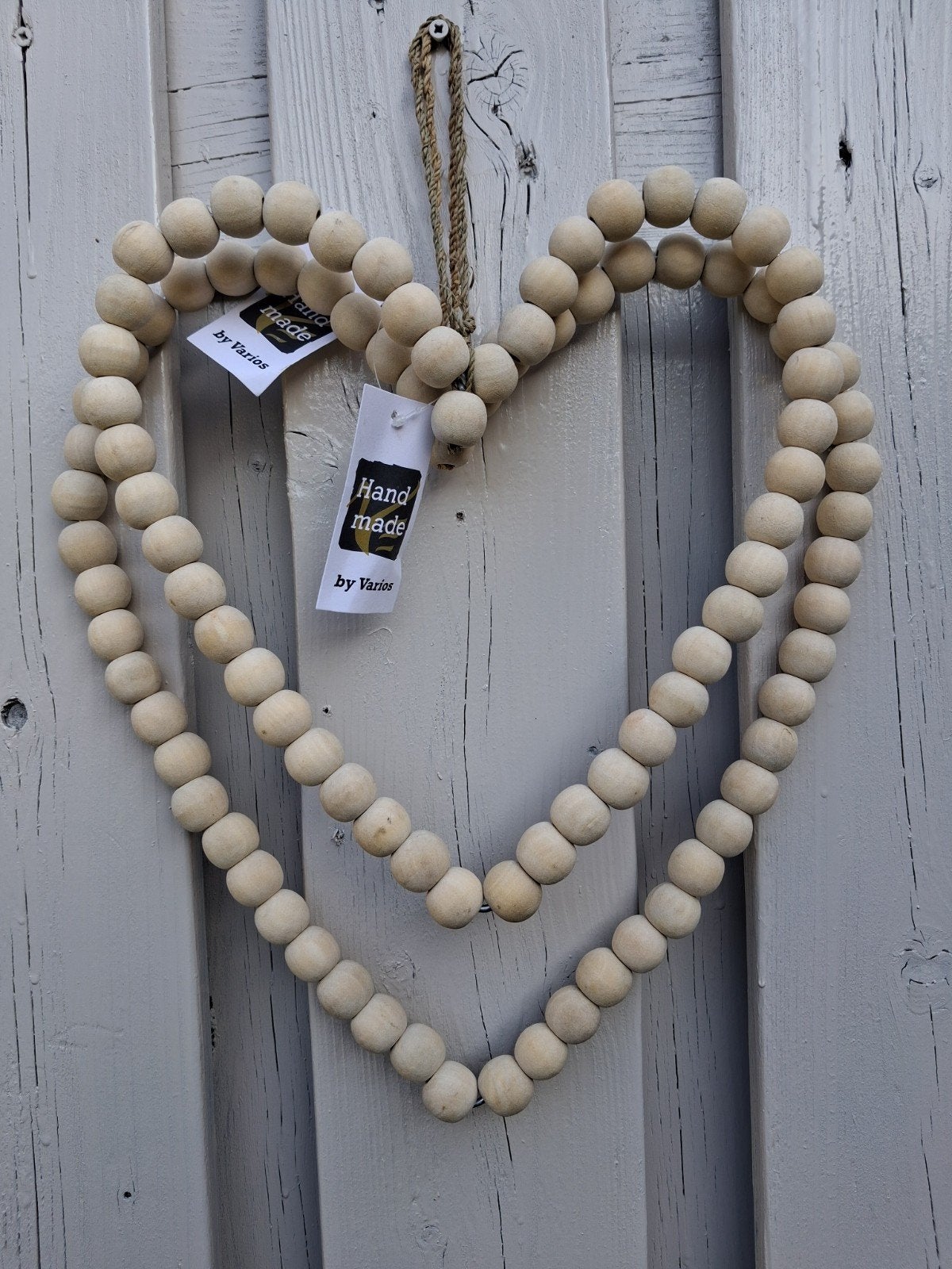 set van 2 beige kralen hart hangers, Bvt, Verzenden, Nieuw, Varios