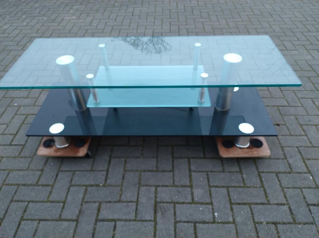 TV meubel, Ophalen, Minder dan 50 cm, Modern glas, Zo goed als nieuw