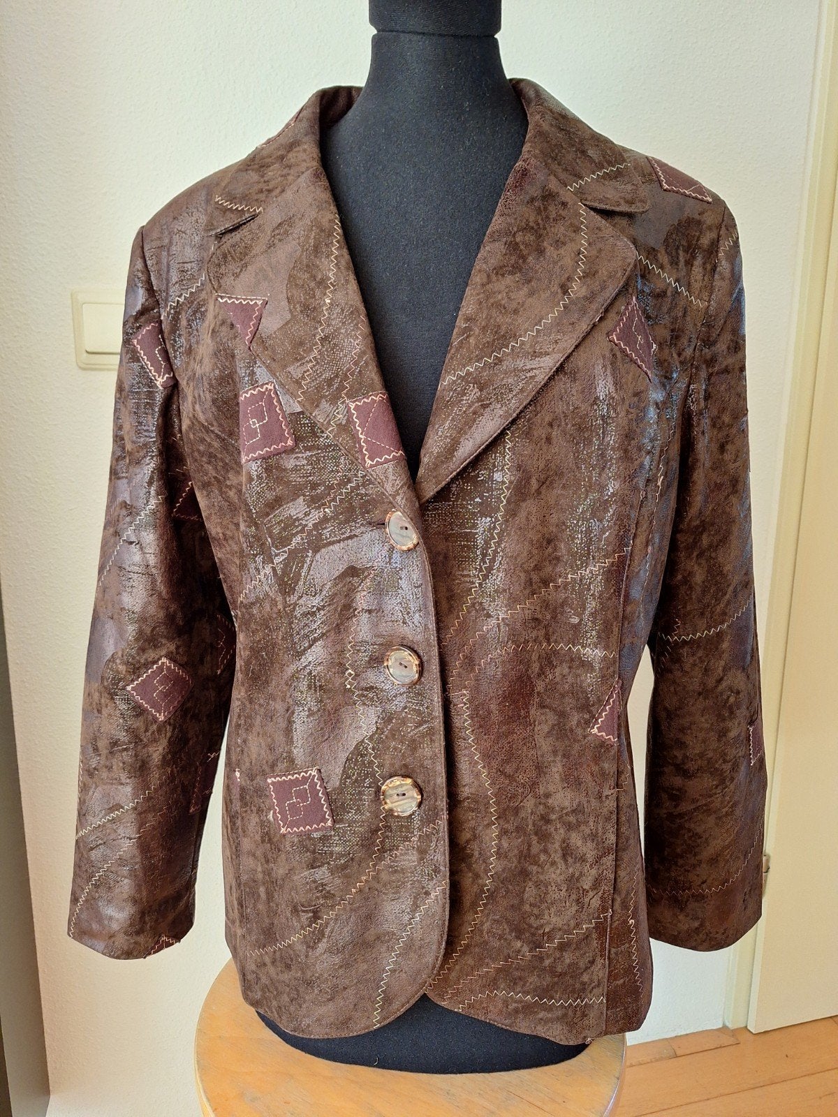 Sensia Bruine Zomerjas Maat 44 - Patchwork Suedine, Kleding | Dames, Bruin, Maat 42/44 (L), Gedragen, Sensia