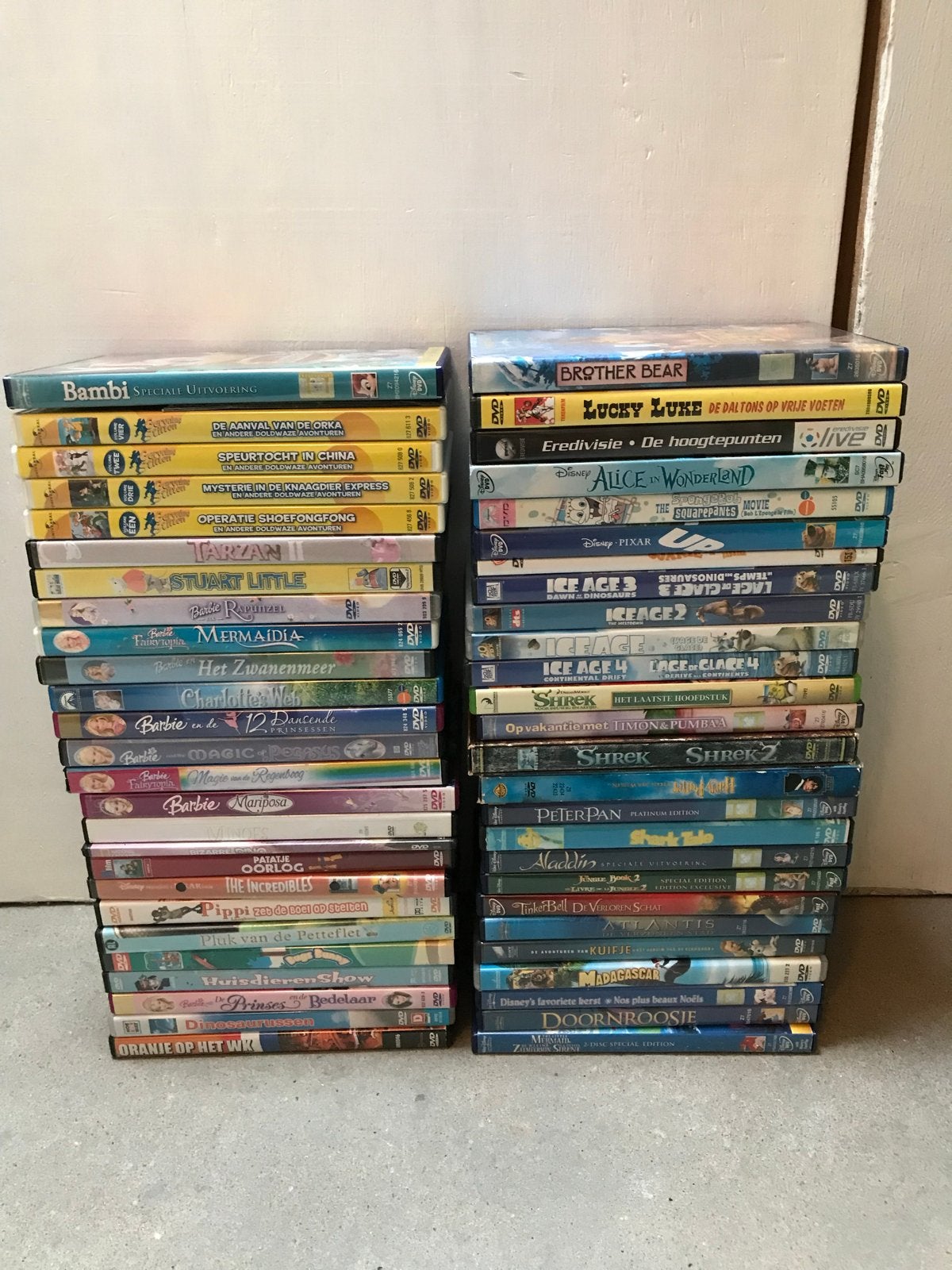 Grote collectie kinderfilms op DVD - Disney, Barbie, Shrek, Gebruikt, Animatie, Alle leeftijden, Box/collectie