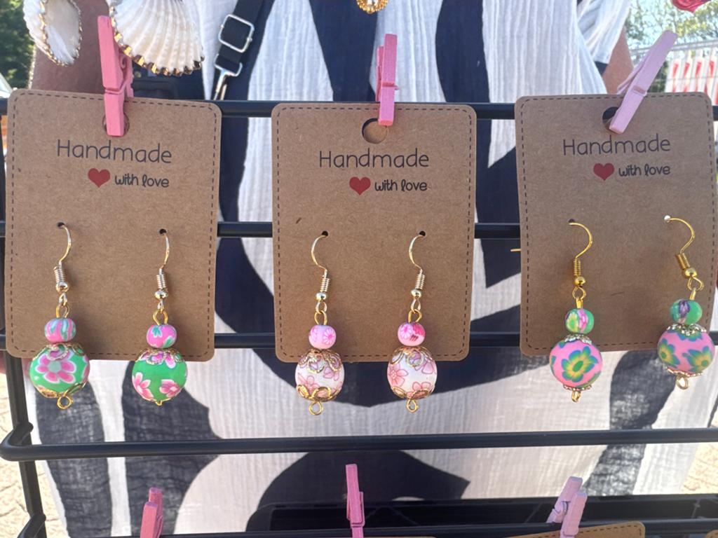 Handgemaakte oorbellen met bloemenpatroon ibiza style, Sieraden, Tassen en Uiterlijk, Oorbellen, Overige materialen, Hangers, Nieuw