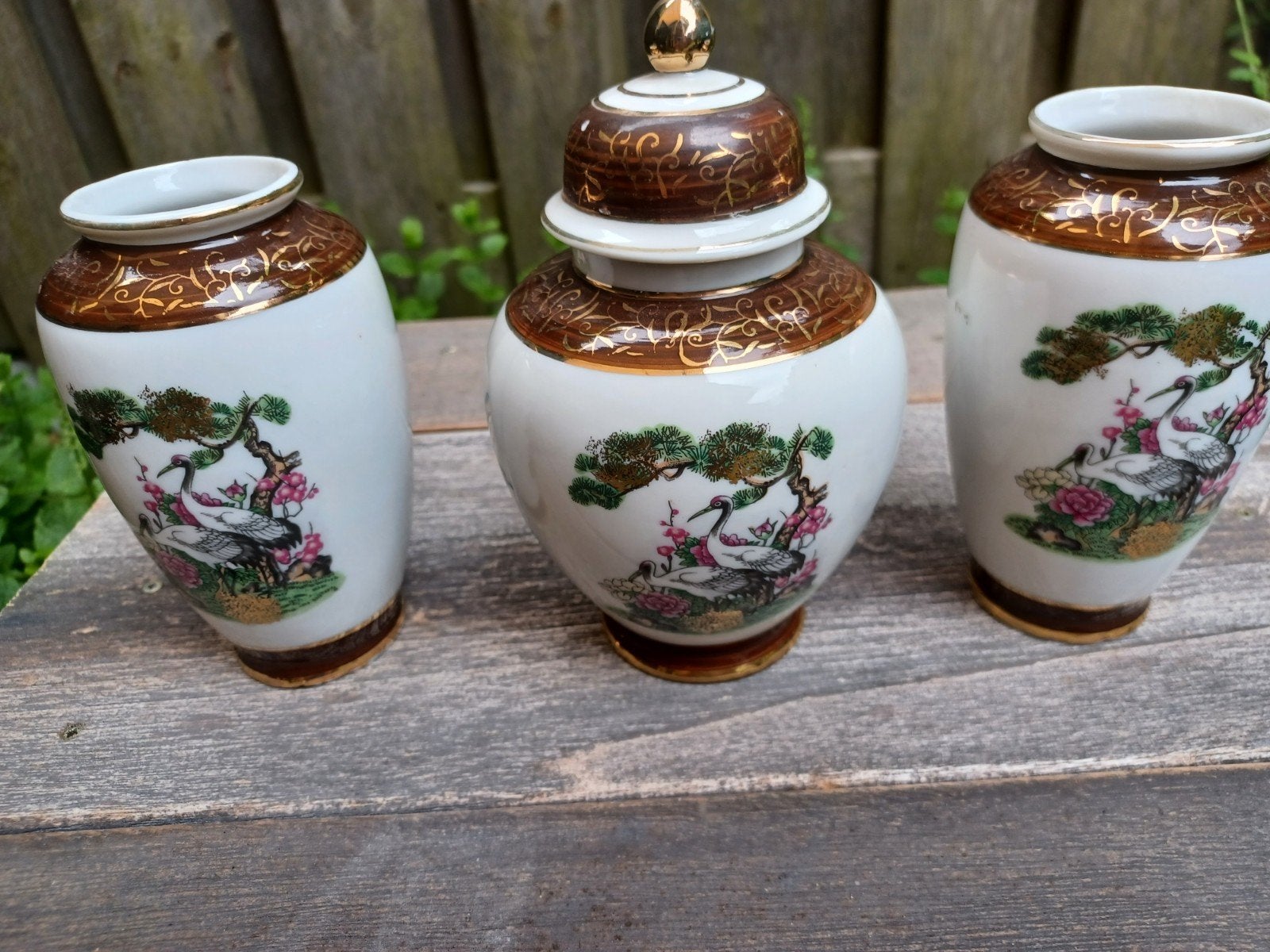 Antiek Chinees kaststel kast stel met kraanvogels en bloesem, Antiek en Kunst, Ophalen of Verzenden