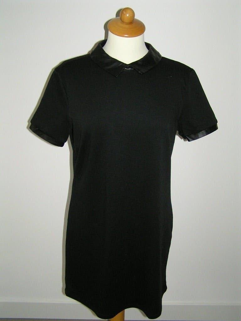 Zwarte jurk met "leren" accenten maat M., Kleding | Dames, Maat 38/40 (M), Zwart, Vila, Nieuw