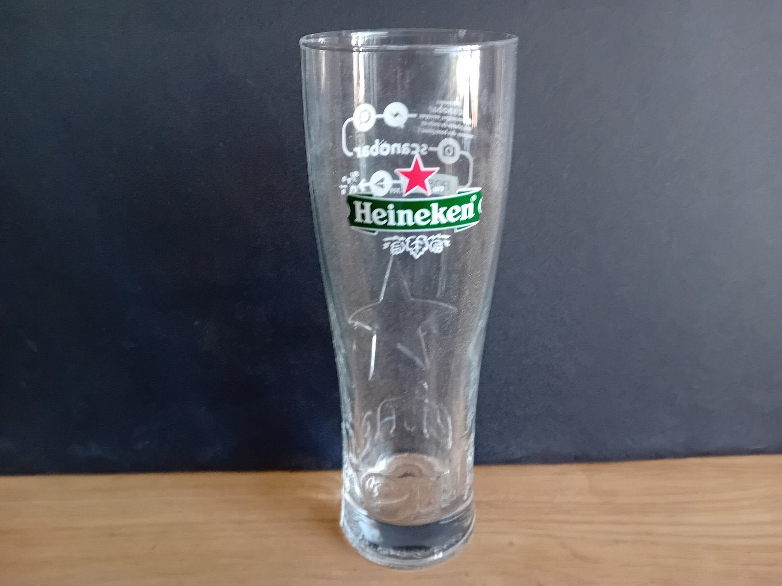 Heineken glas met achteropdruk, Ophalen of Verzenden, Zo goed als nieuw, Glas of Glazen, Heineken