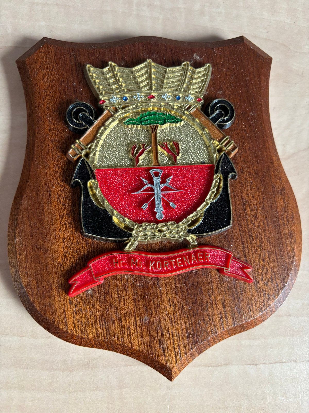 Marine schildje Hr. Ms. Kortenaer, Verzenden, Marine, Nederland, Embleem of Badge