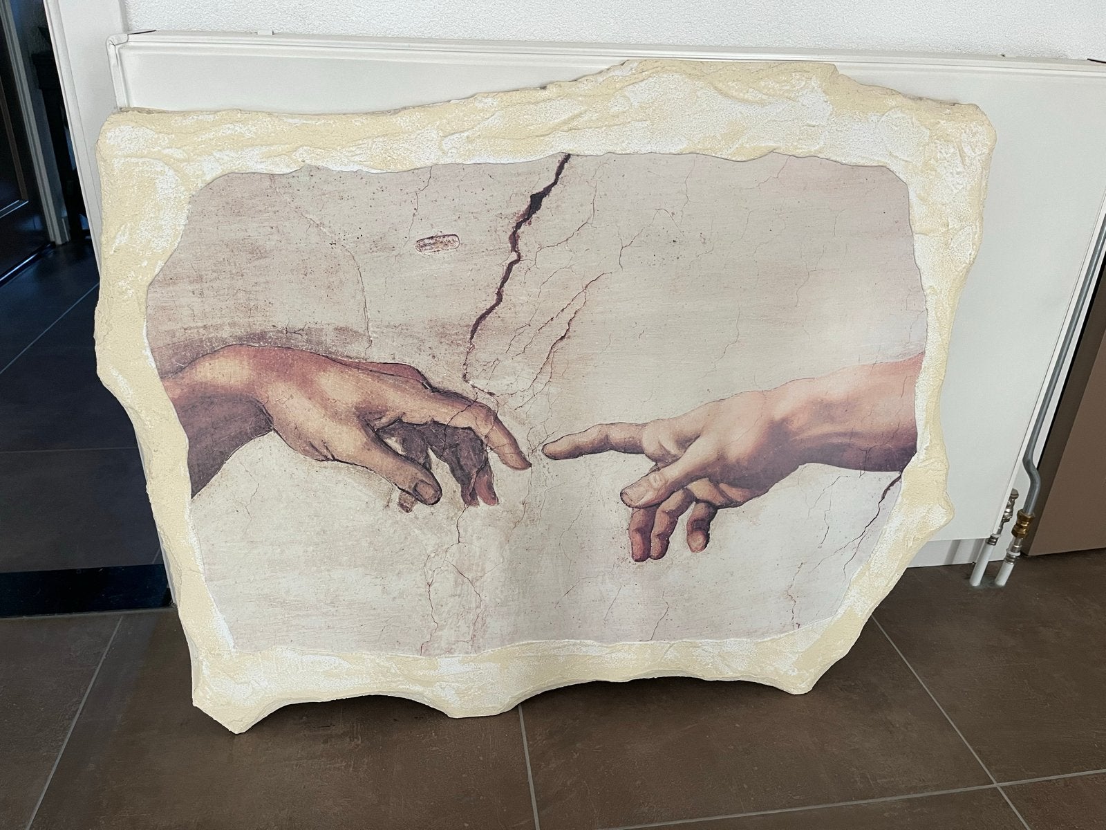 Schilderij 'De Schepping van Adam' op gips, Antiek en Kunst, Kunst | Schilderijen | Klassiek, Portret of Personen, Ophalen of Verzenden