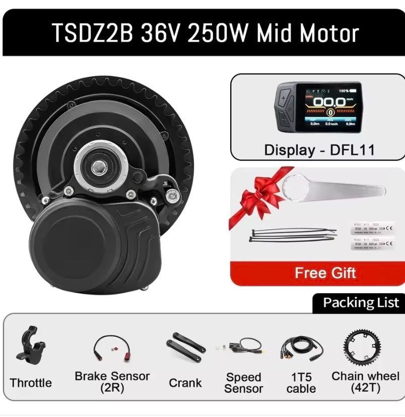 TSDZ2B 36V 250W E-bike Middenmotor Ombouwset NL, Fietsen en Brommers, Fietsaccessoires | Fietsaccu's, Nieuw, Verzenden