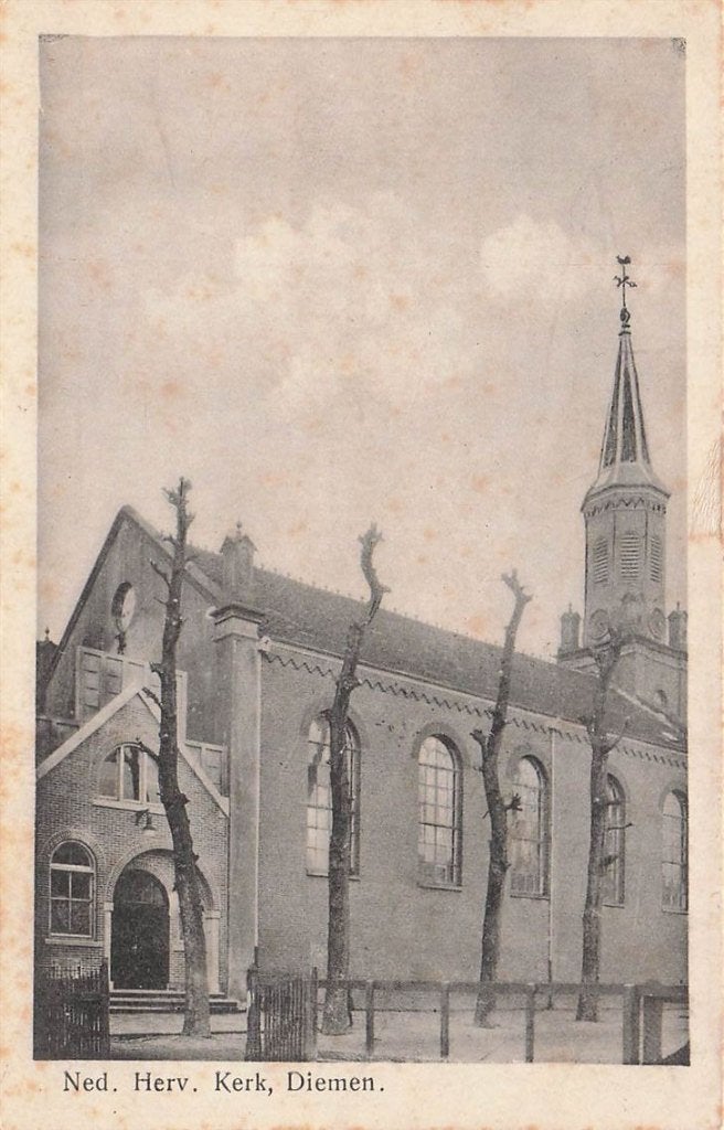 703-096-023 Ned Herv Kerk Diemen, Ophalen of Verzenden, Voor 1920, Noord-Holland