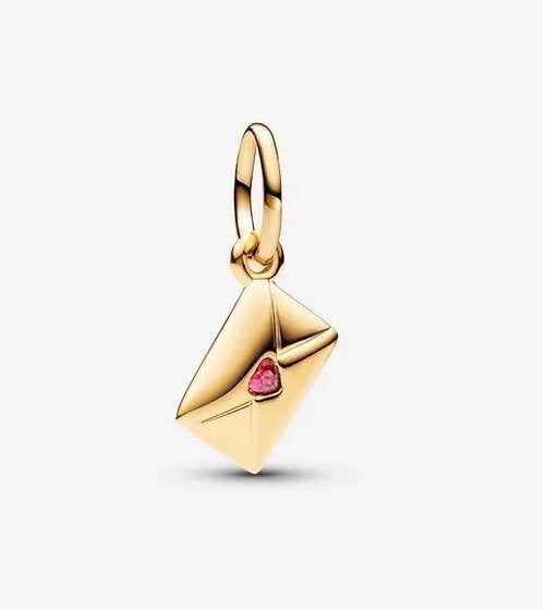 Pandora Bedel Gouden Envelop met Hartje, Sieraden, Tassen en Uiterlijk, Bedels, Overige materialen, Verzenden, Pandora, Zo goed als nieuw