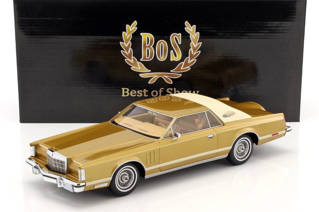 1:18 Lincoln Continental Mark 5 Coupe Gold 1978 BoS-Models, Hobby en Vrije tijd, Ophalen, Gebruikt, Auto, Overige merken