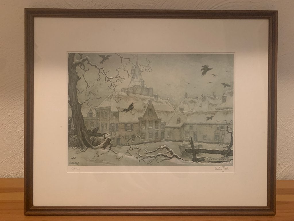 Litho van Anton Pieck "Elburg"", Antiek en Kunst, Kunst | Schilderijen | Klassiek, Realistisch, Overige technieken, Ophalen of Verzenden