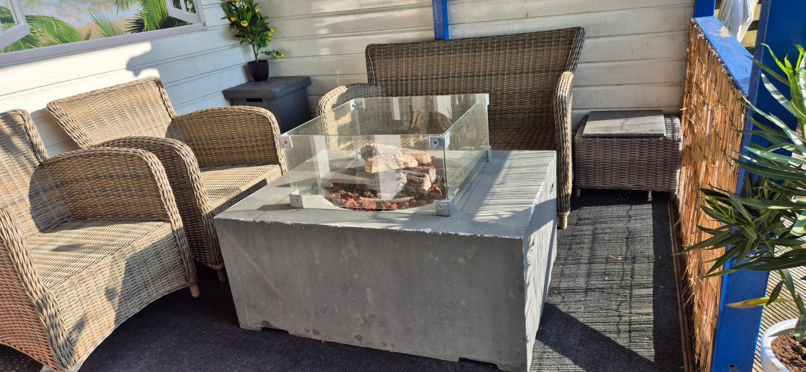 terrashaard groot happy cocooning incl houtblokken en deksel, Ophalen, Gebruikt