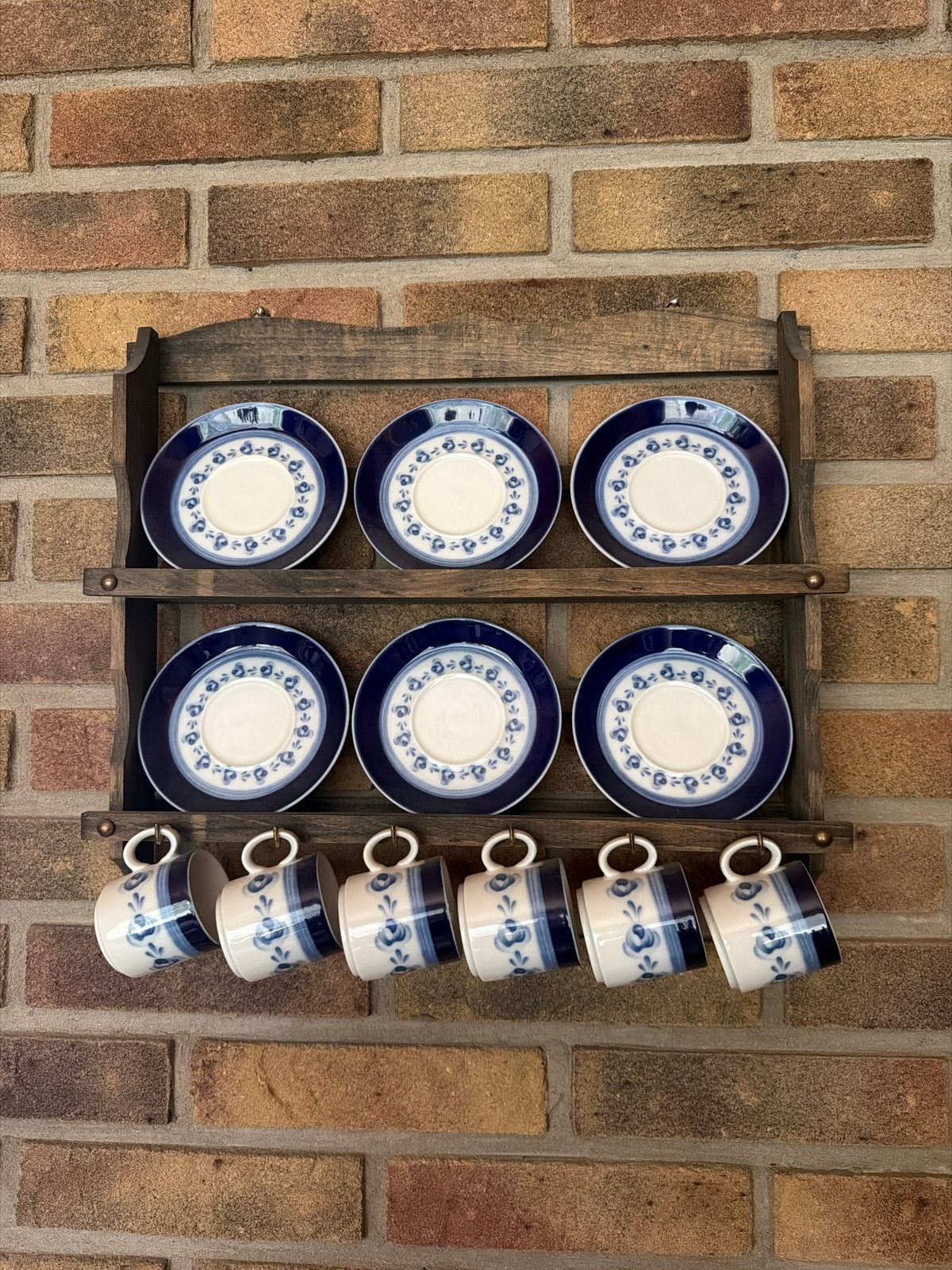 Vintage Delfts Blauw Servies met Houten Rek, Ophalen