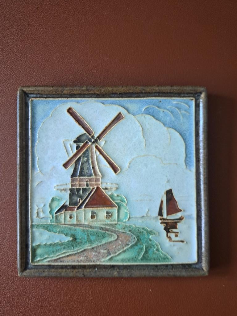 Cloisonné tegel De Porceleyne Fles Delft Molen 4, Ophalen of Verzenden
