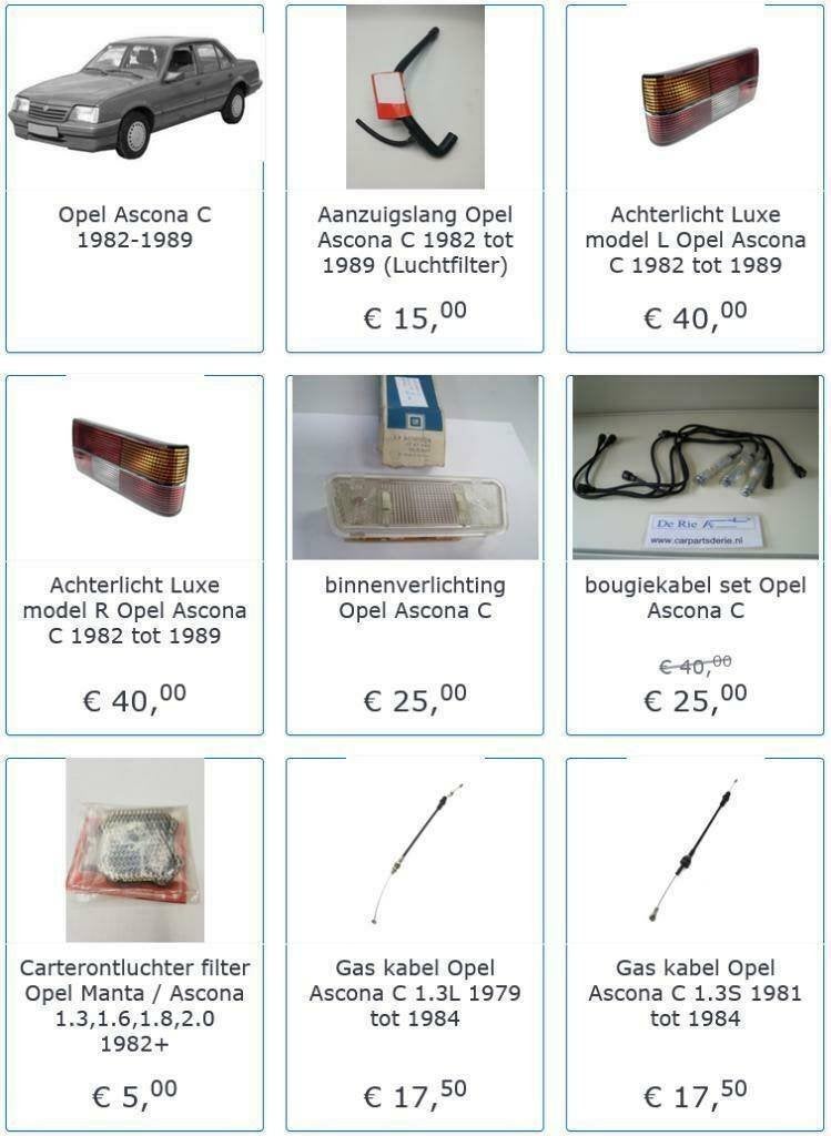 Ascona Koplamp Benzinepomp Kabel Waterpomp Radiateur Lager, Ophalen of Verzenden, De Rie Automaterialen, Info@derieautomaterialen.nl