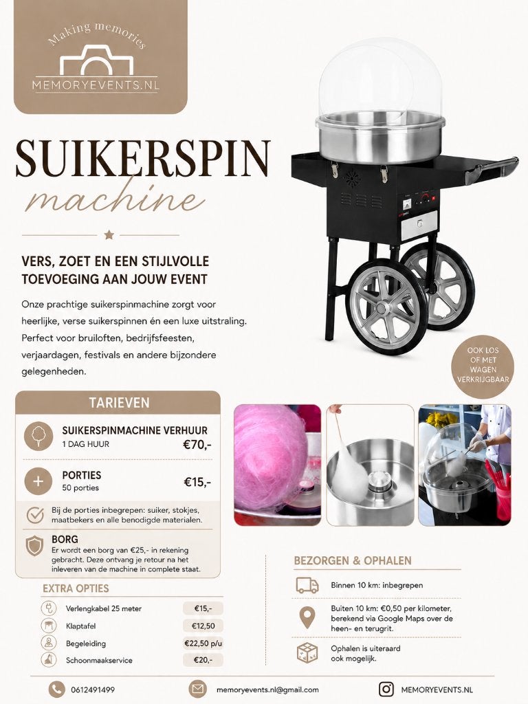suikerspinmachine verhuur, Ophalen, Nieuw, Overige