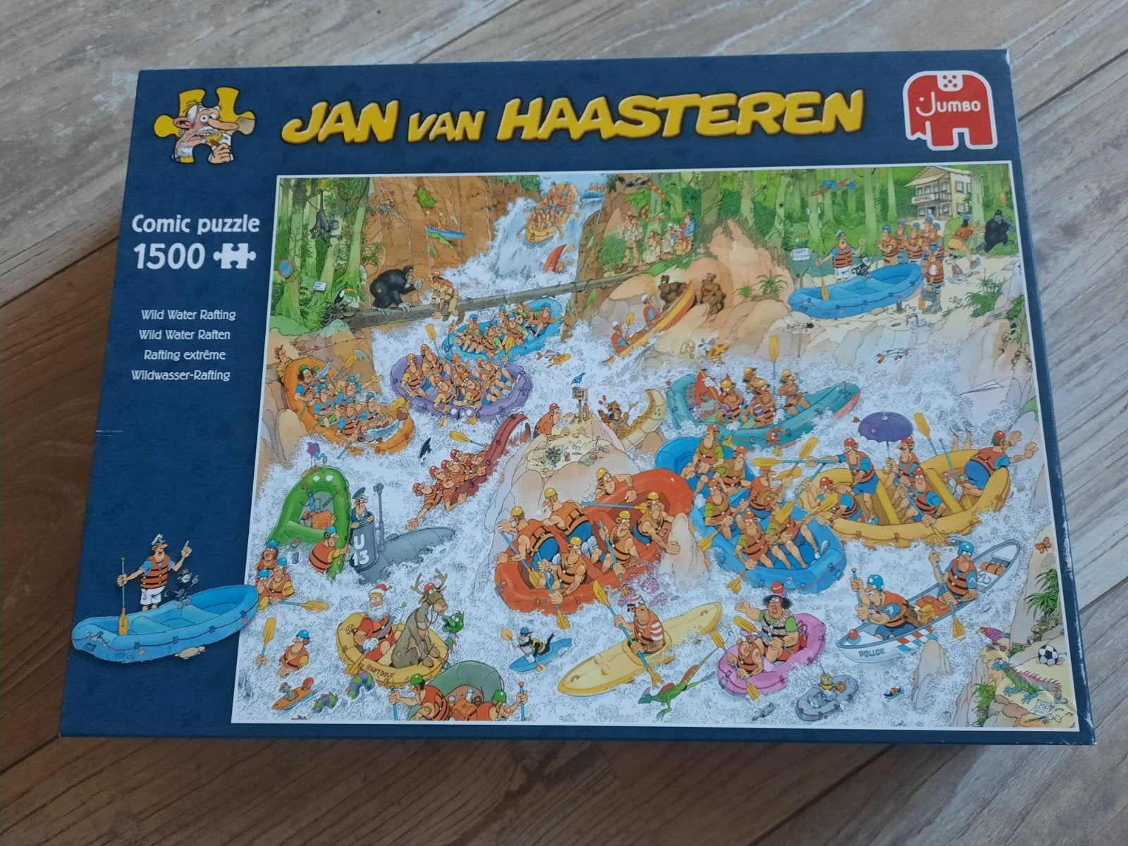Jan van Haasteren Comic Puzzel - Wild Water Rafting 1500, Ophalen of Verzenden, 500 t/m 1500 stukjes, Zo goed als nieuw, Legpuzzel