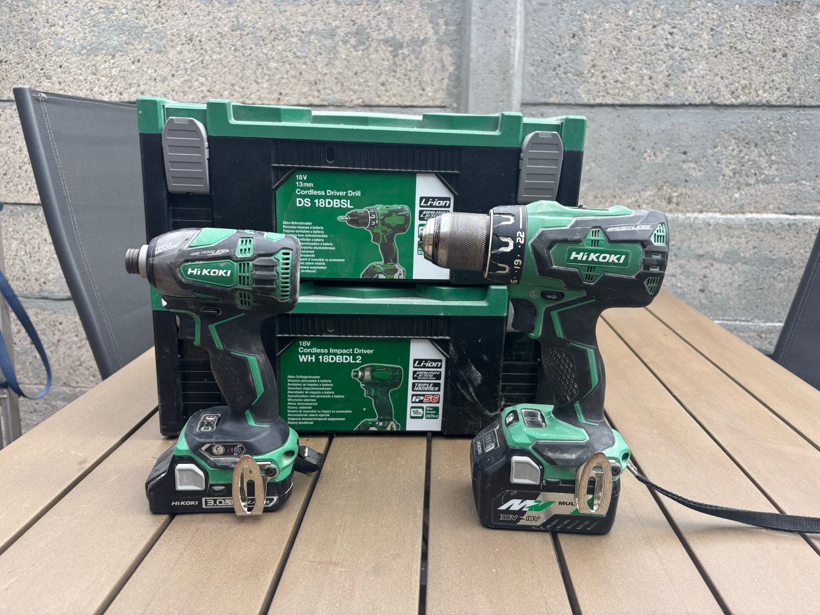 HiKOKI 3x accu, Boormachine en Slagschroevendraaier Set, Doe-het-zelf en Verbouw, Gereedschap | Boormachines, Ophalen, Variabele snelheid