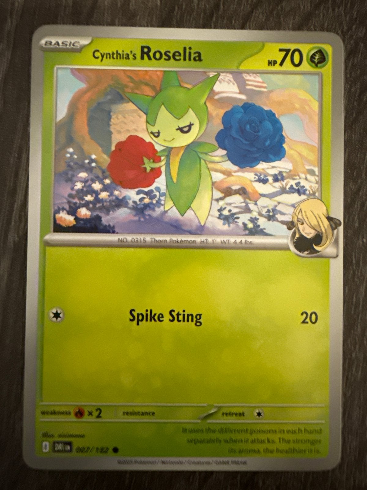 Cynthia's Roselia Pokémon Kaart 007/182, Ophalen of Verzenden, Zo goed als nieuw, Losse kaart