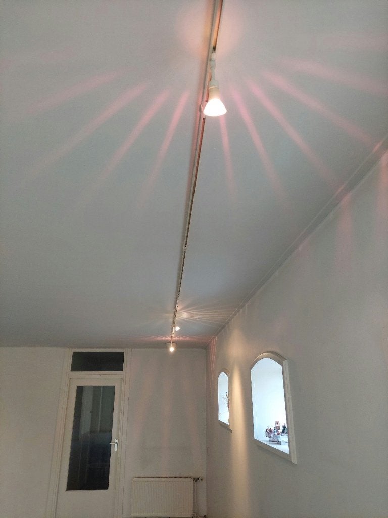 Railverlichting / Spanningsrail - 2x14m met spots, Huis en Inrichting, Lampen | Spots, Ophalen, Kunststof, Zo goed als nieuw, Railspot