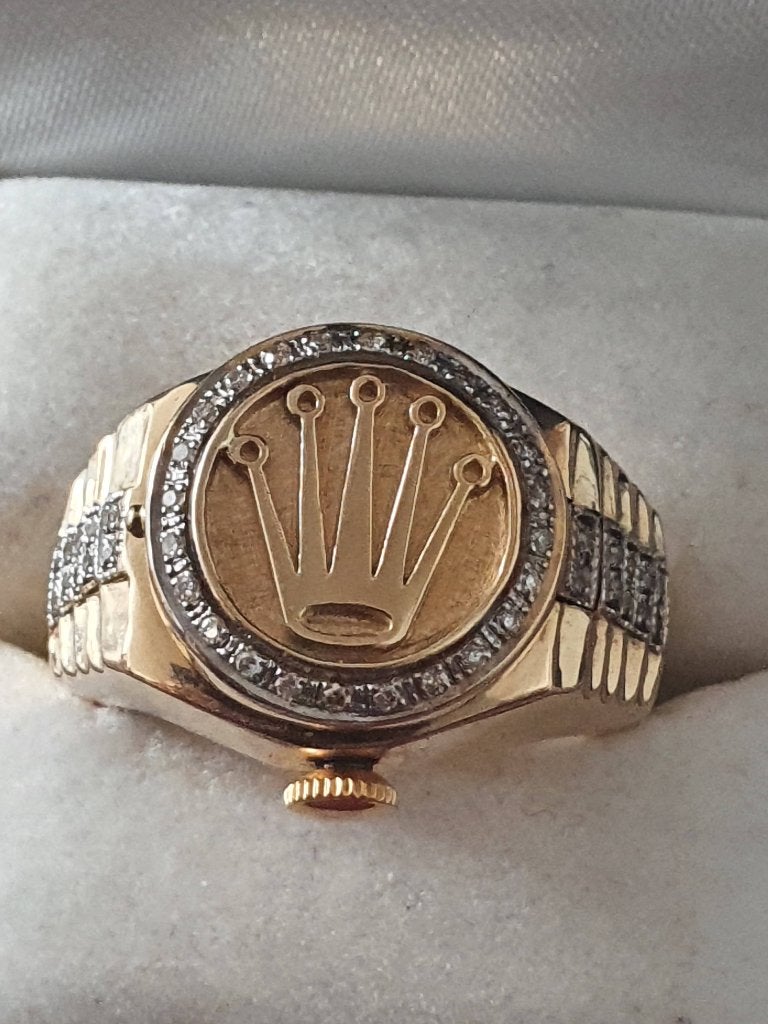 Zeer zeldzame Rolex ring met uurwerk, in opdracht gemaakt, 20 of groter, Heer, Ophalen of Verzenden, Zo goed als nieuw