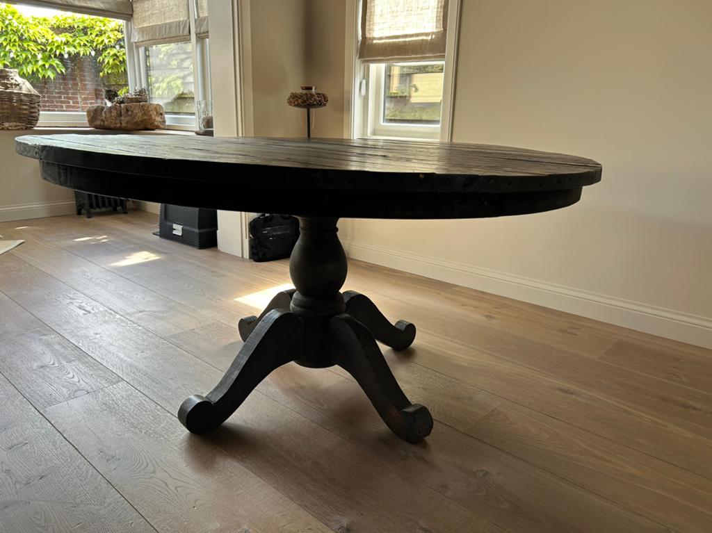 Eettafel rond AURELIA, Ophalen, Gebruikt, Rond, Robust doorleeft oud hout