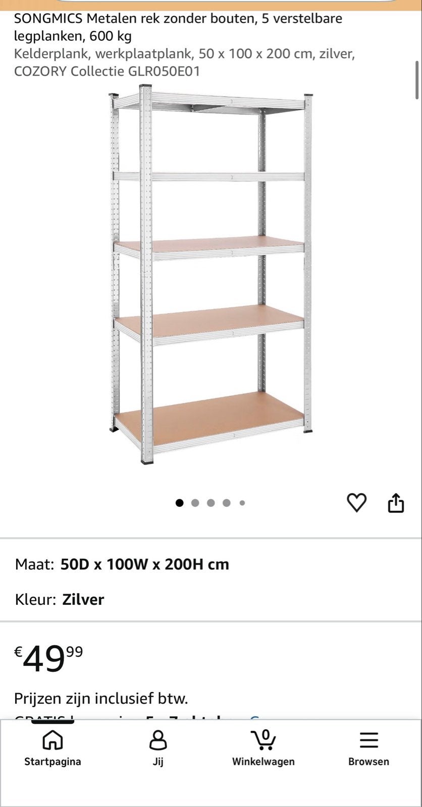 SONGMICS voorraadkast Metalen Rek - Nieuw opbergen ruimte, Ophalen of Verzenden, Nieuw