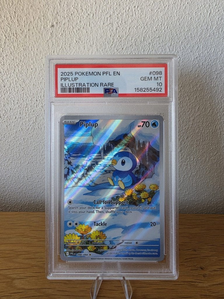 Pokémon Piplup PSA 10 Illustration Rare Phantasmal Flames, Ophalen of Verzenden, Nieuw, Losse kaart, Foil