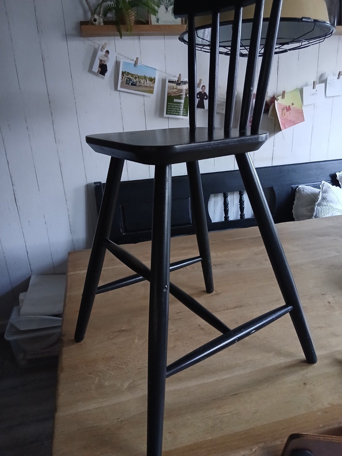 IKEA AGAM Kinderstoel - Zwart, Huis en Inrichting, Barkrukken, Ophalen, Gebruikt, Met voetsteun, 60 tot 90 cm
