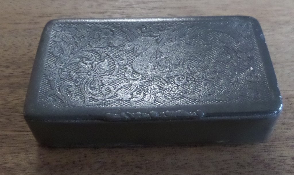 antiek snuifdoosje tin versierd ca. 1850 - 1900, Ophalen of Verzenden