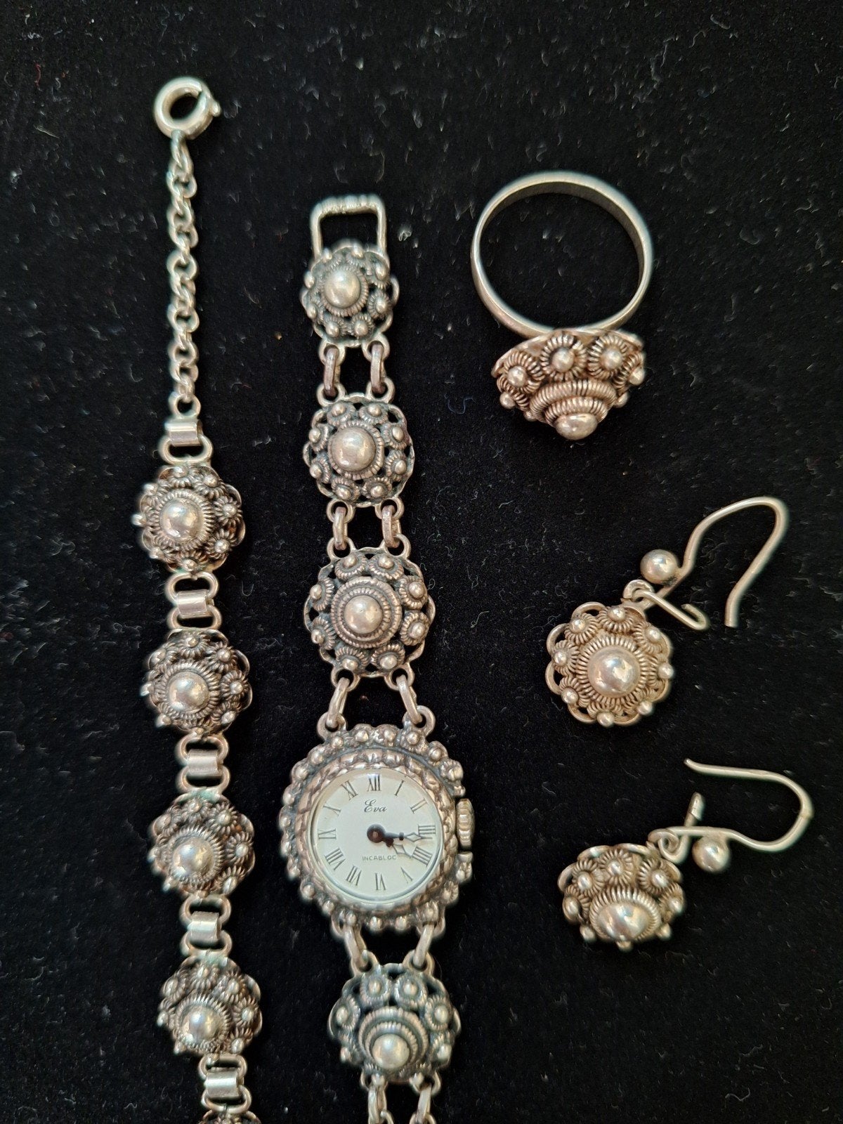 vintage antiek zilveren set met Zeeuwse knopen, Ophalen, Zilver