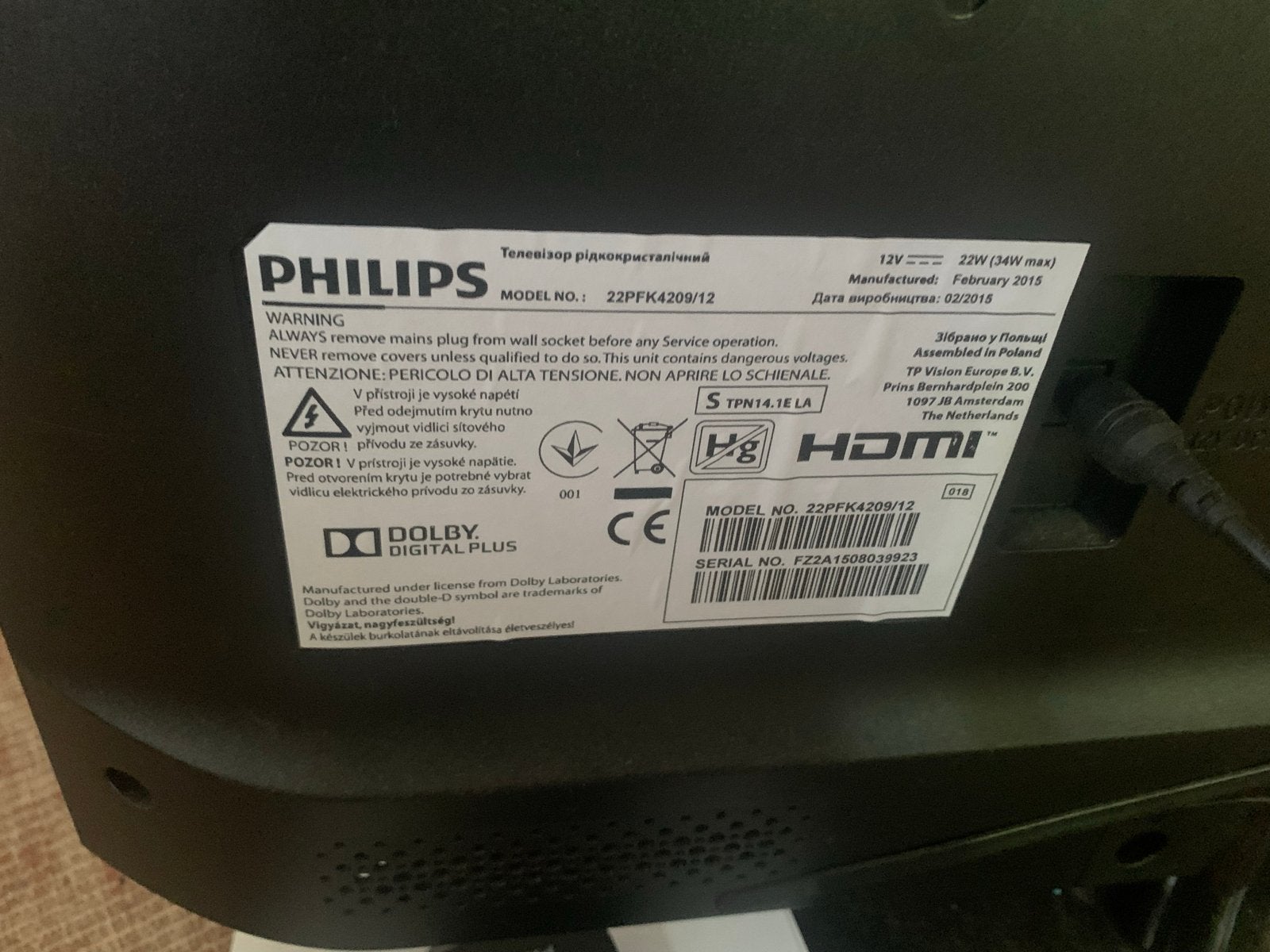 Philips 22PFK4209/12 LED TV - 56 cm (22 inch), Audio, Tv en Foto, Televisies, Ophalen, Philips, LED, 50 Hz