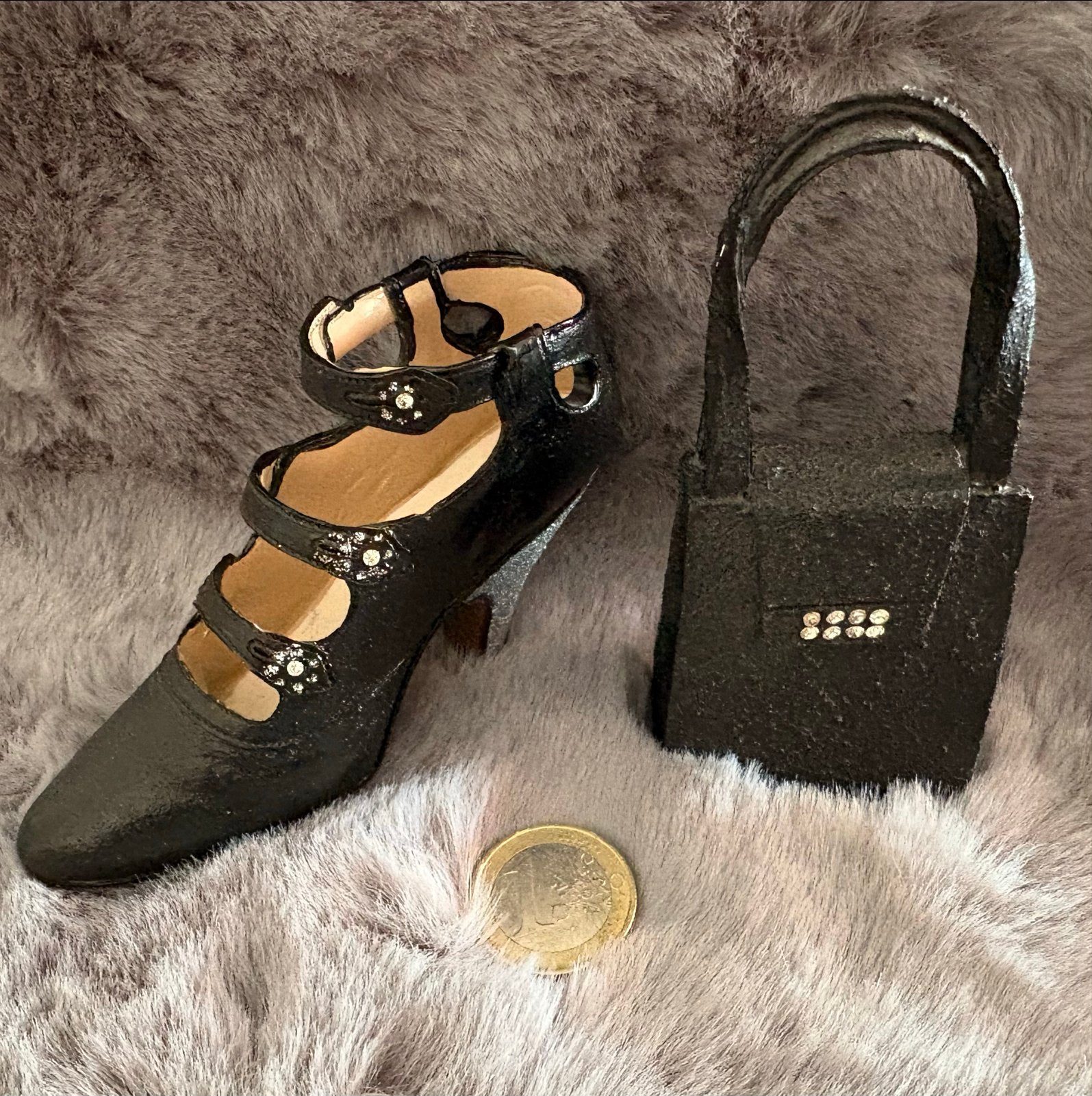 Miniatuur schoen en tasje met glitter - decoratie, Ophalen of Verzenden, Zo goed als nieuw
