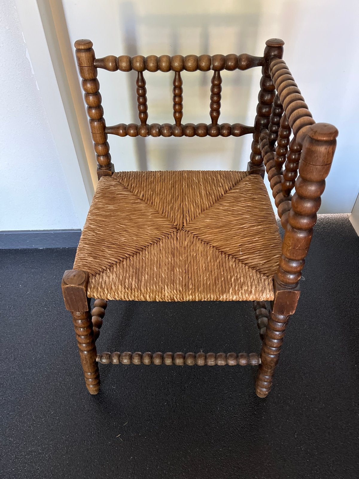 Antieke Eikenhouten Hoekstoel - Bobbin Stijl (1890-1920), Antiek en Kunst, Antiek | Meubels | Stoelen en Banken, Ophalen
