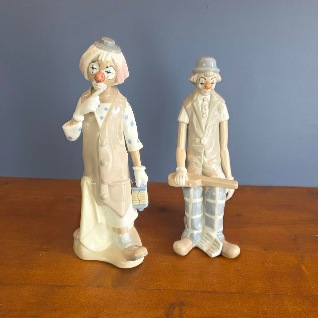 CASADES Spain - 2 porseleinen clowns, 27 cm, ca. 1980, Ophalen of Verzenden, Zo goed als nieuw