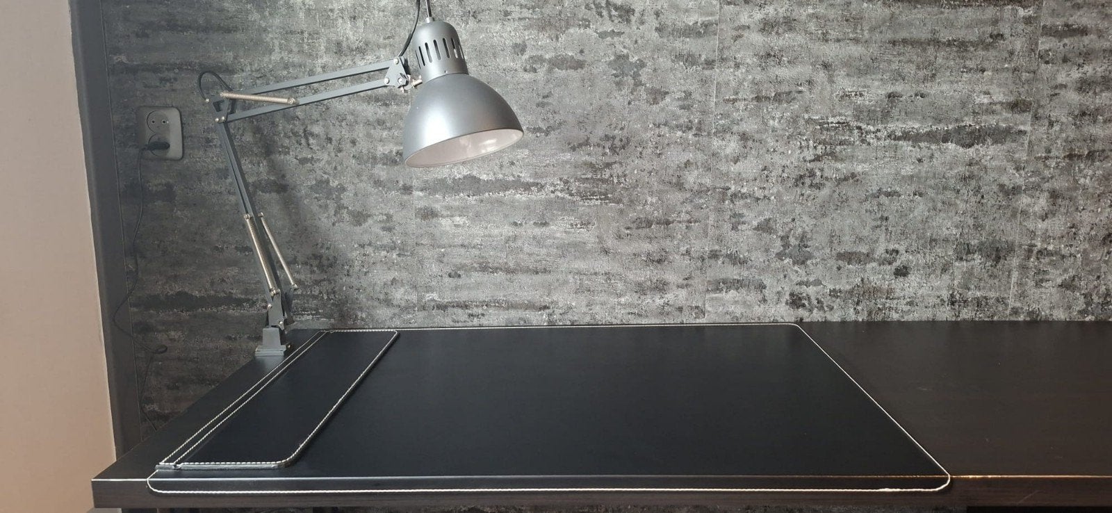 Industriële bureaulamp - Zilver, verstelbaar +bureaumat, Ophalen, Bureaulamp, Metaal, Industrieel