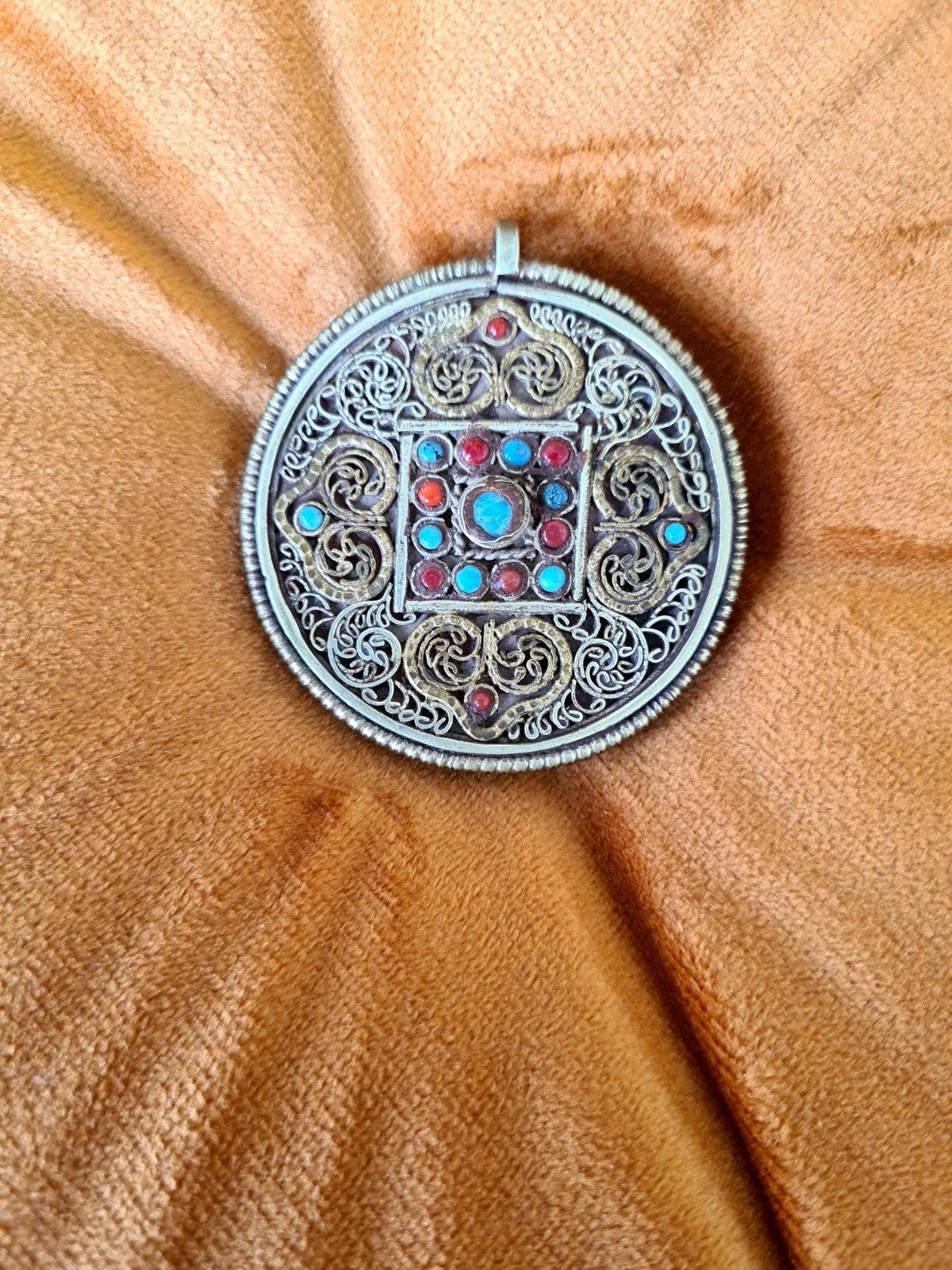 Boeddhistische mandela hanger van Tibetaans zilver, Ophalen of Verzenden