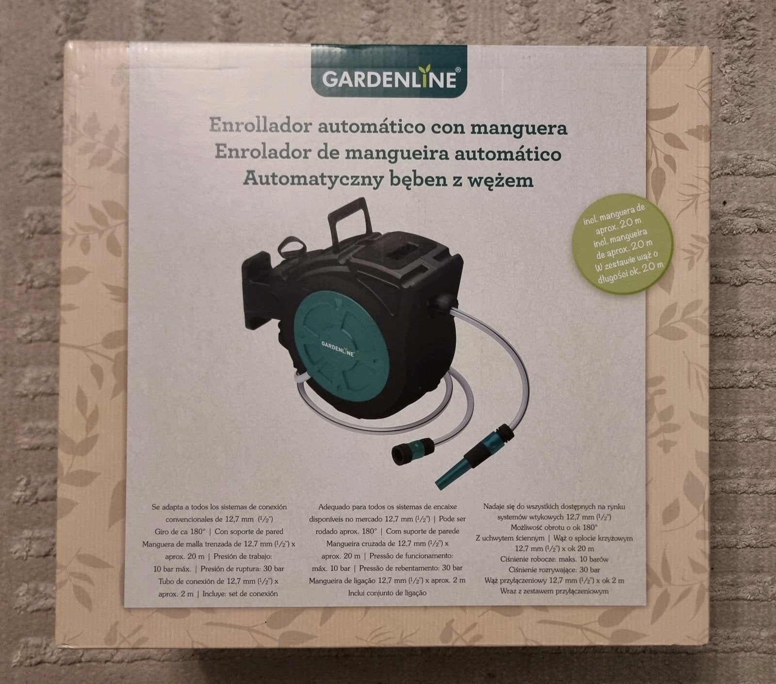 Nieuwe Gardenline Automatische Tuinslanghaspel 20m, Tuin en Terras, Tuinslangen, Ophalen of Verzenden, Nieuw, Tuinslanghaspel