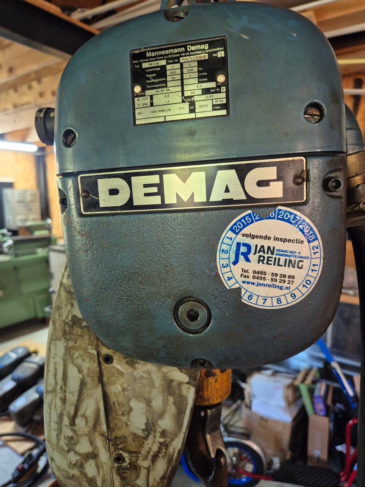 Demag PK2N 250/500kg kettingtakel - Elektrisch, Ophalen of Verzenden, Gebruikt