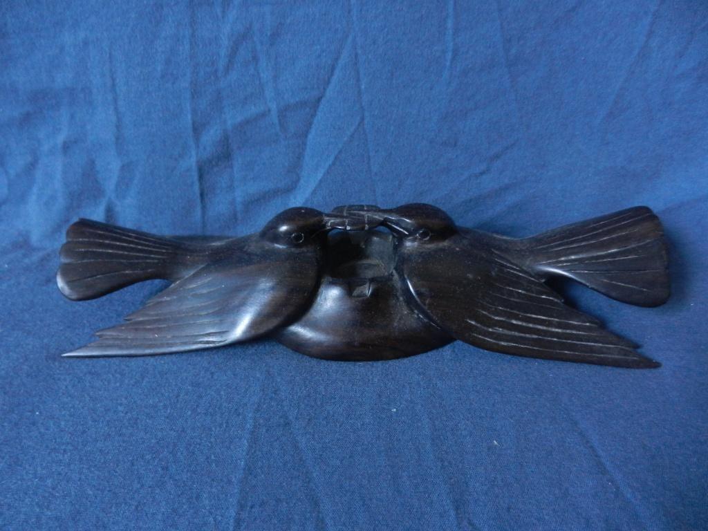 Coromandel sculptuur Twee vogels Indonesie Bali b. 22,2 cm., Houtsnijwerk, Ophalen of Verzenden, Handgemaakt, 20 - 50 cm