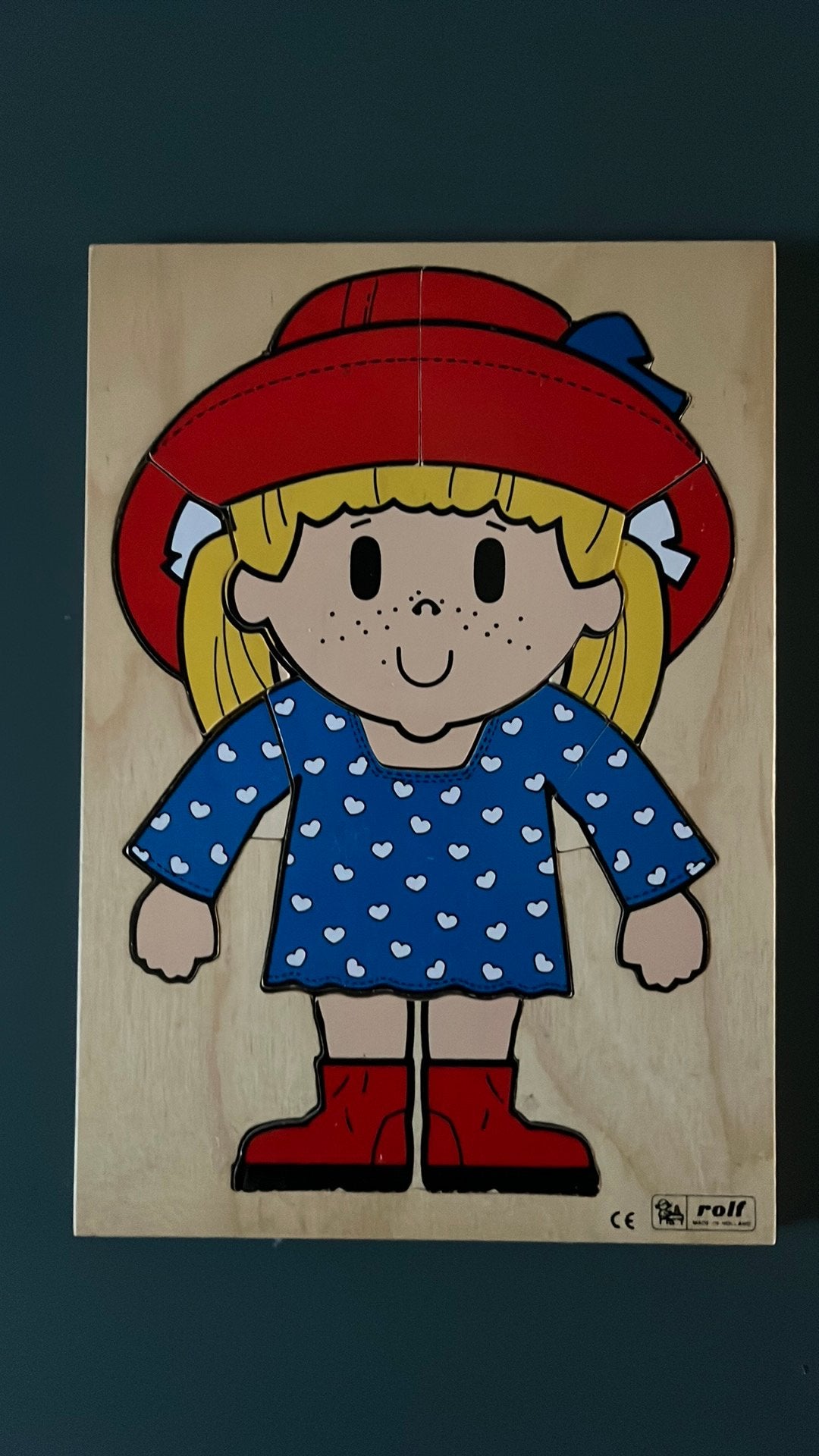 Vintage houten aankleedpuzzel Rolf - Zeer goede staat, 2 tot 4 jaar, 10 tot 50 stukjes, Ophalen of Verzenden, Zo goed als nieuw