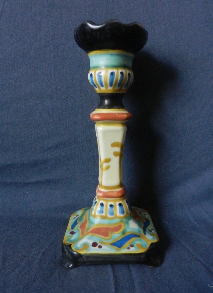 Plateel kandelaar Kon Zuid Holland Gouda ca. 1960 h. 20,8 cm, Ophalen of Verzenden