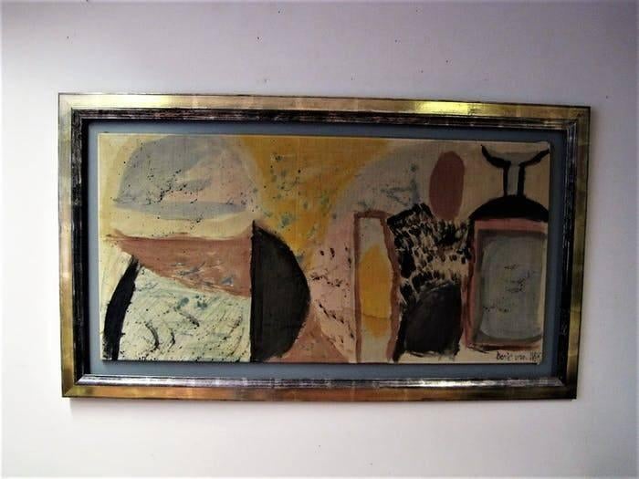 Schilderij van Boris van Wijk - stilleven gemengde techniek, Antiek en Kunst, Ophalen