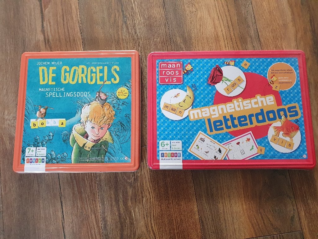 Magnetische letterdoos (Gorgels, Maan Roos Vis), Ophalen of Verzenden, Zo goed als nieuw, Taal en Lezen